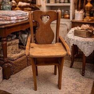 VTG Wooden Chair with Heart Cutout